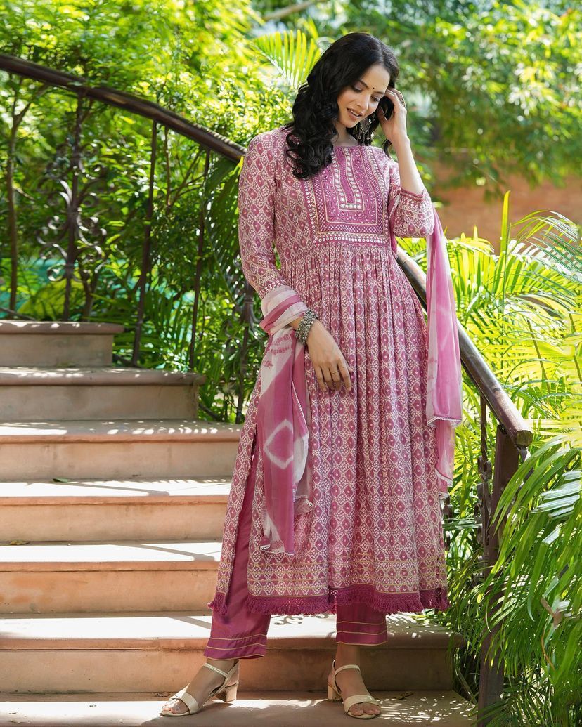 Beautiful Brown Kurta With Pant And Dupatta