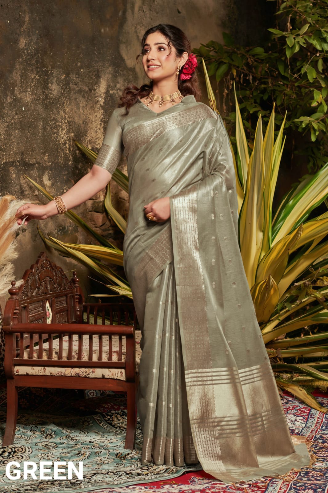 Grey Colour Silk Saree.