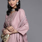 Viscose Rayon Slub Rosy Brown Embroidery Kurta Set With Dupatta Set