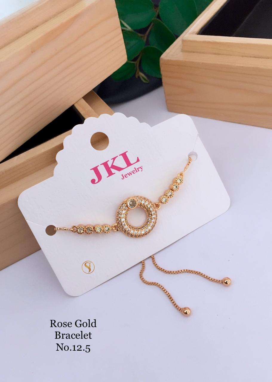 Rose Gold-Plated Cubic Zirconia Kada Bracelet