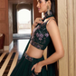 Embellished Sequined Semi-Stitched Teal Green Lehenga & Unstitched Blouse With Dupatta