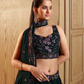 Embellished Sequined Semi-Stitched Teal Green Lehenga & Unstitched Blouse With Dupatta