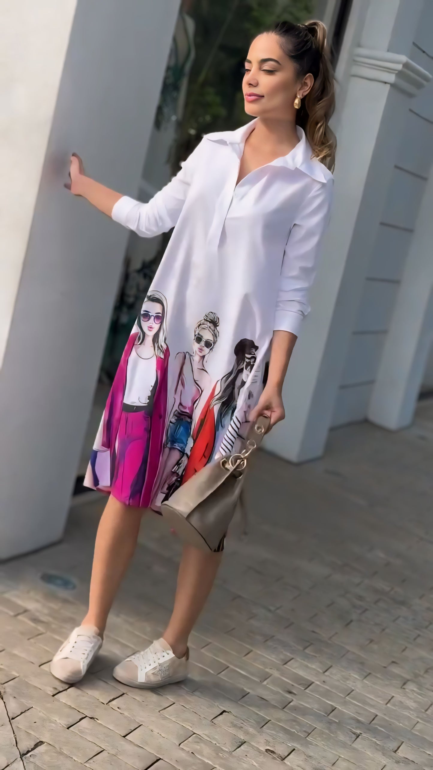 Printed White Western Dress Effortlessly Chic and Stylish