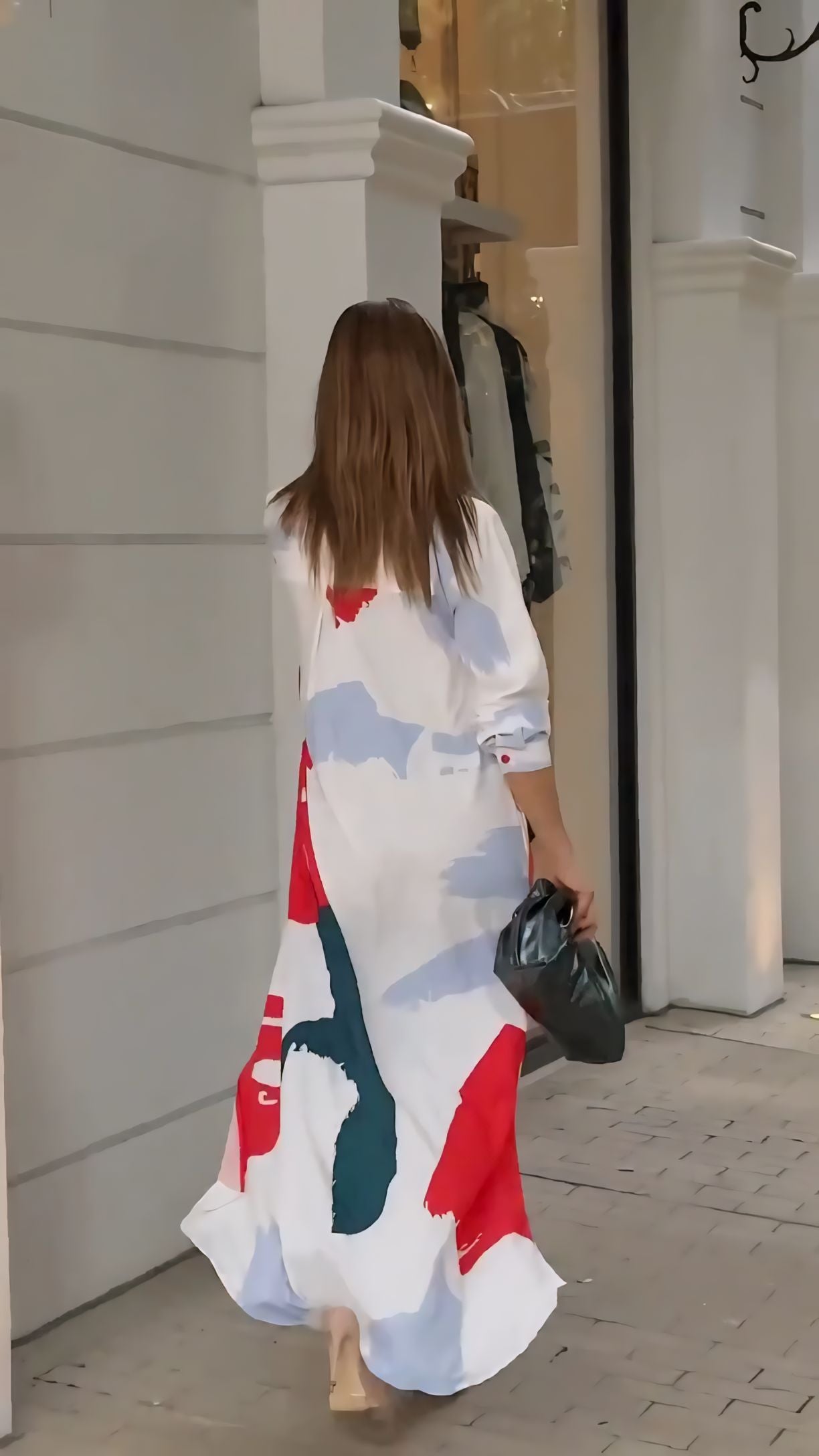 Long Korean dress with a shirt-style design