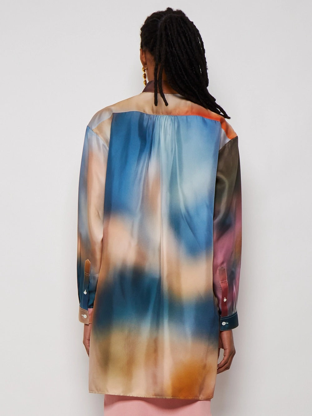 Dreamy Watercolor Hues: Artistic Oversized Shirt Elegance