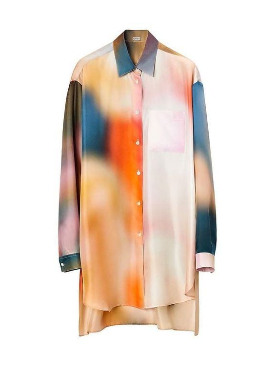 Dreamy Watercolor Hues: Artistic Oversized Shirt Elegance