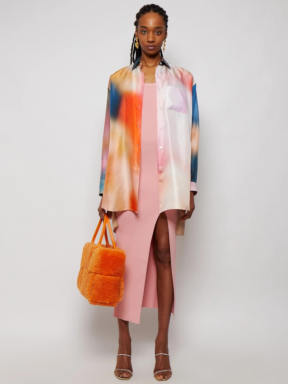 Dreamy Watercolor Hues: Artistic Oversized Shirt Elegance