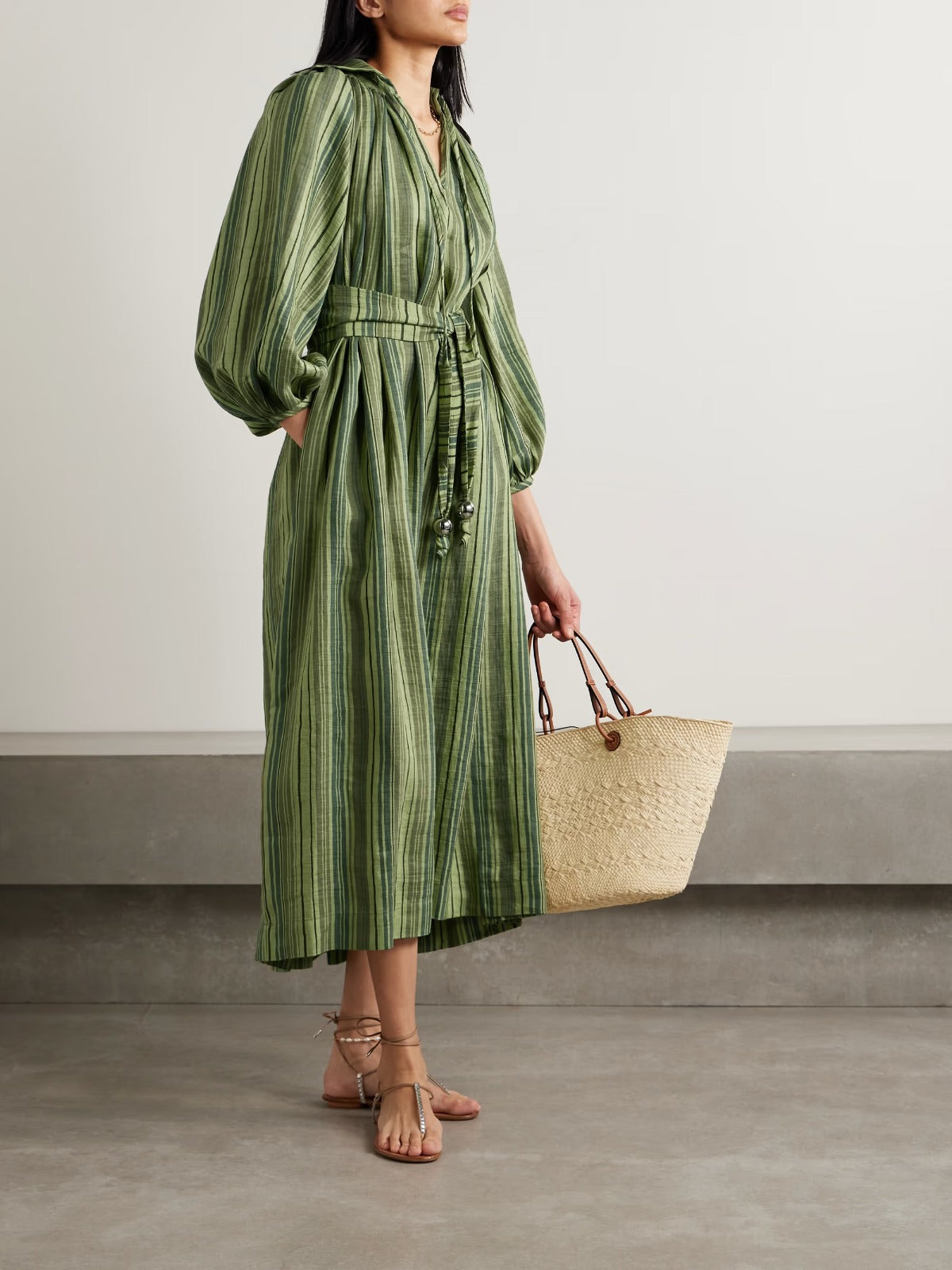 Effortless Chic: Striped Green Maxi Dress