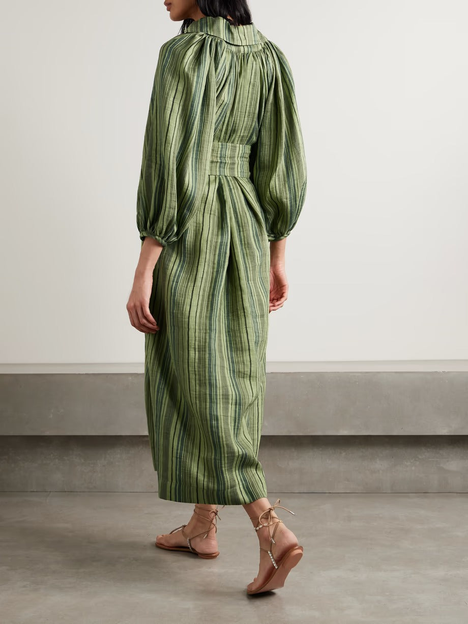 Effortless Chic: Striped Green Maxi Dress