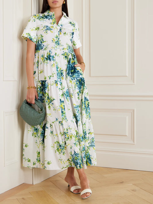 Elegant Floral Shirt Dress in Print