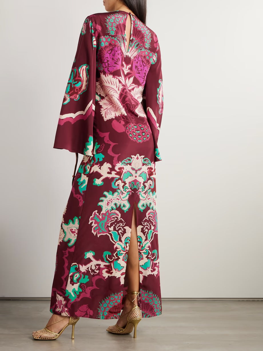 Rich Burgundy Floral Dress – A Blend of Elegance and Bohemian Charm