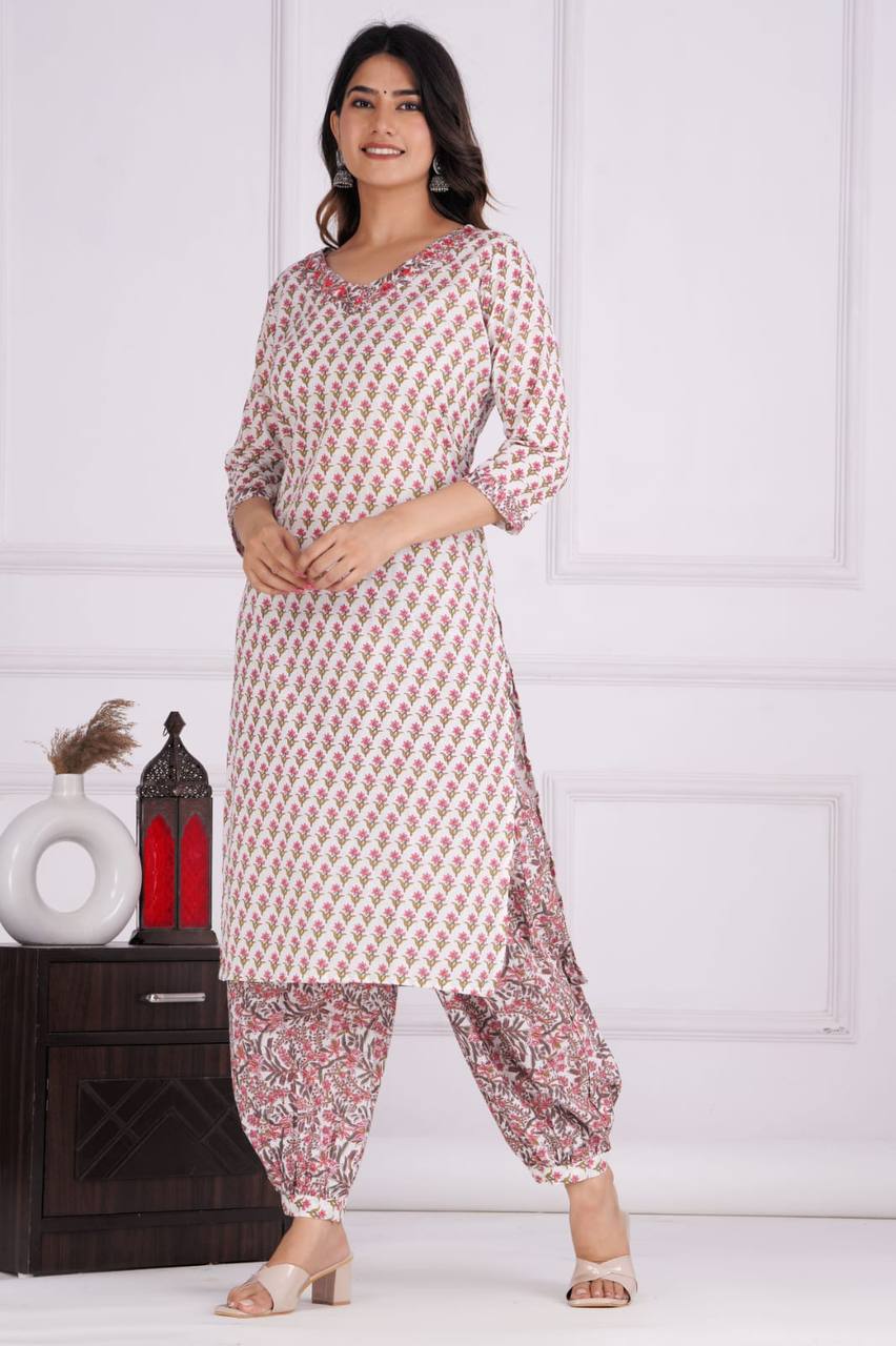 Pure Cotton Afghan Style Kurta Set