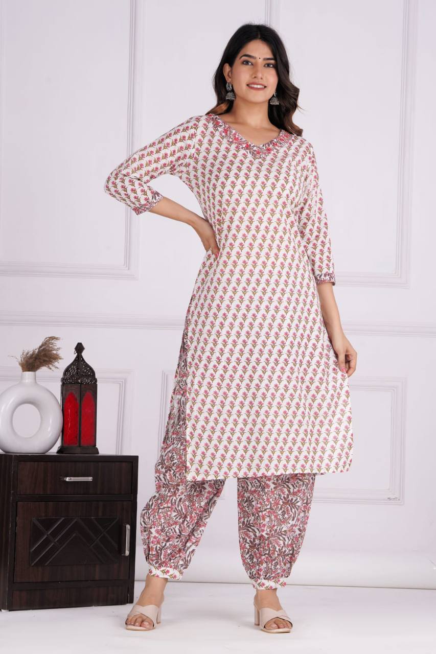 Pure Cotton Afghan Style Kurta Set