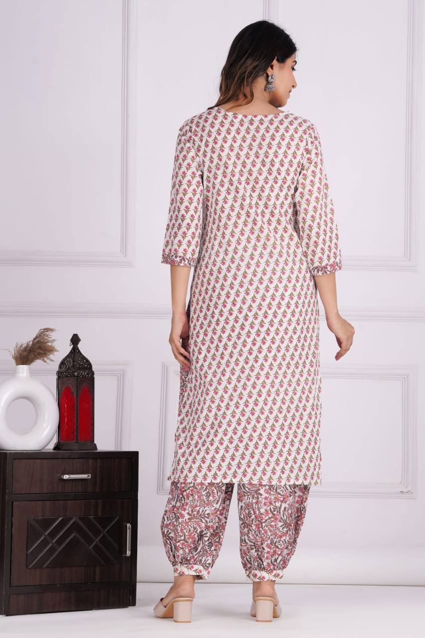 Pure Cotton Afghan Style Kurta Set