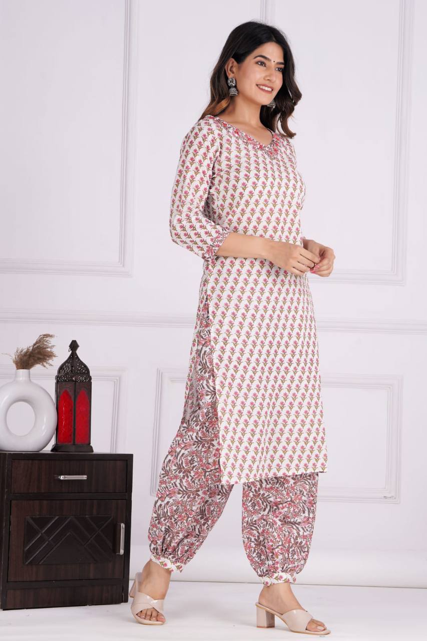 Pure Cotton Afghan Style Kurta Set