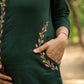 Green Cotton Embroidered kurta With Dupatta Set