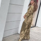 Golden Elegance: Flowing Floral Maxi One Piece Dress