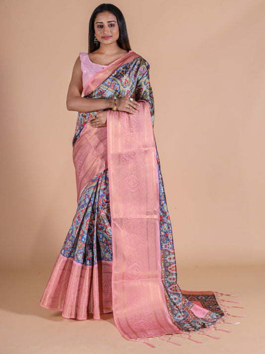 Pink Beautiful Digital Printed Saree