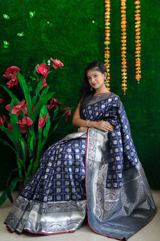 Blue Beautiful Blue Soft Silk Saree With Weaving Silver Zari