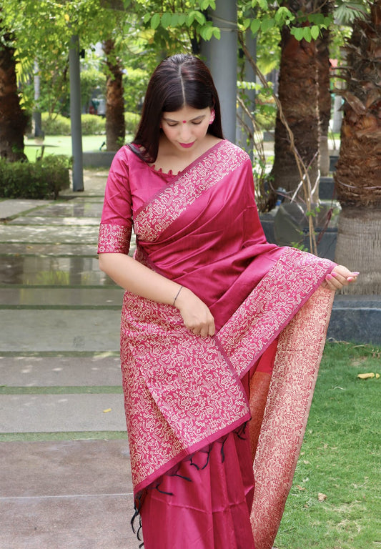 Pink Banglori Silk Saree With Rich Weaving Pallu