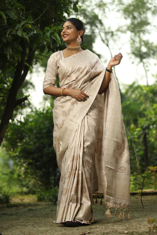 Sliver Beautiful Softy Silk Saree With Zari woven Border