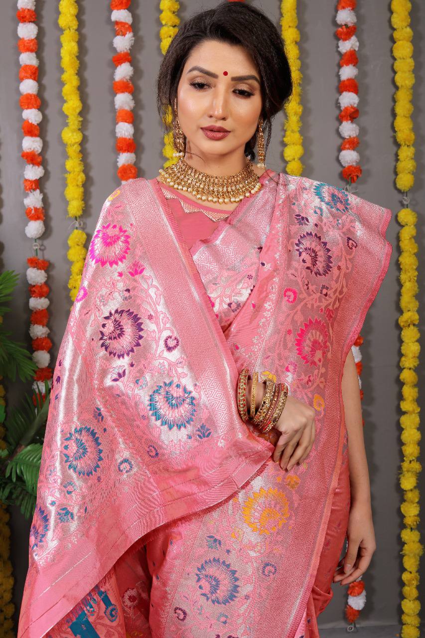 3120 Malaika Arora Khan's pink-silver saree – Shama's Collection