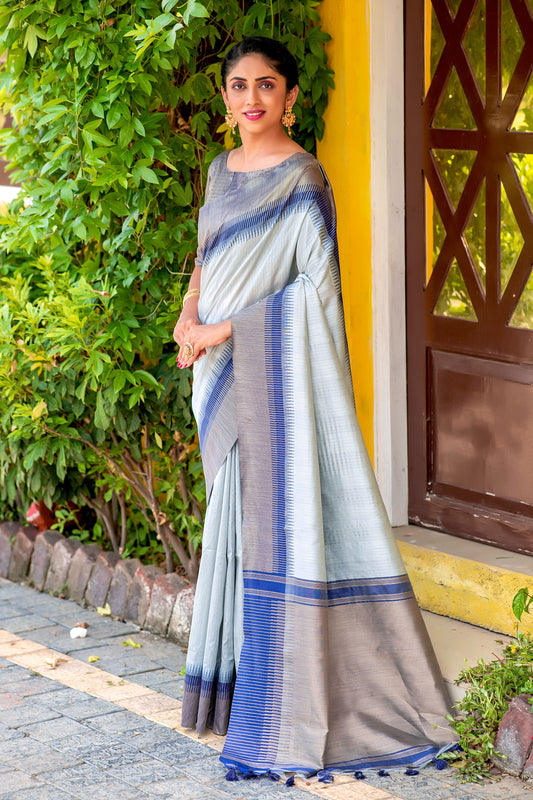 Grey Beautiful South Ikkat Saree