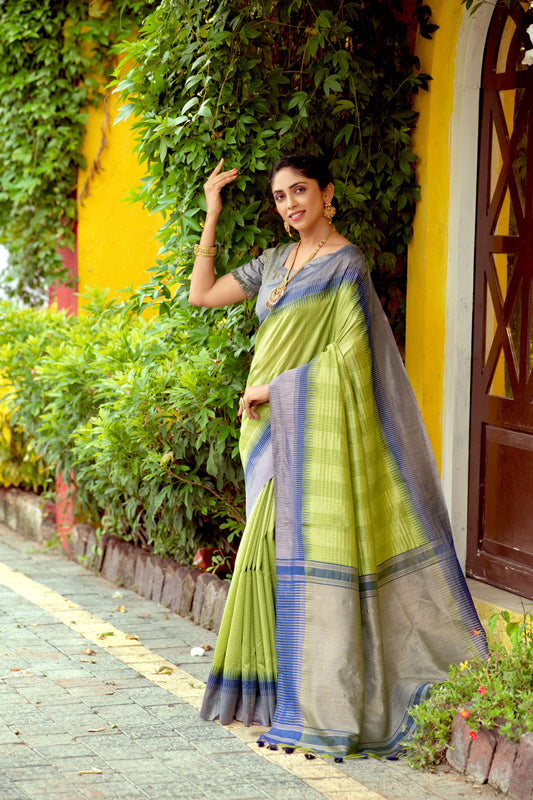 Mint Green Beautiful South Ikkat Saree