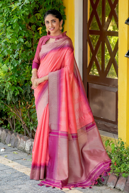 Pink Beautiful South Ikkat Saree