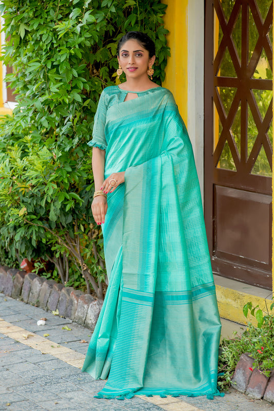 Teal Beautiful South Ikkat Saree