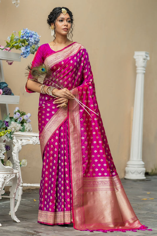 Wine Soft Banarasi Katan Silk Saree