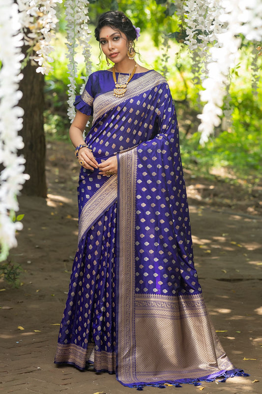 Purple Soft Banarasi Katan Silk Saree