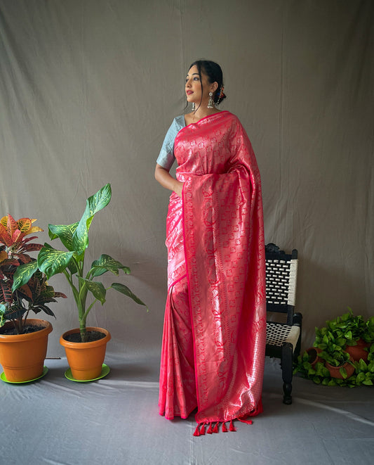 Pink Pure Kanjeevaram Silk Sarees.