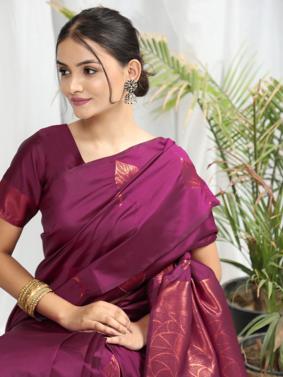 Maroon and Gold Colored Art Silk Woven Design Soft Silk Saree – BharatSthali