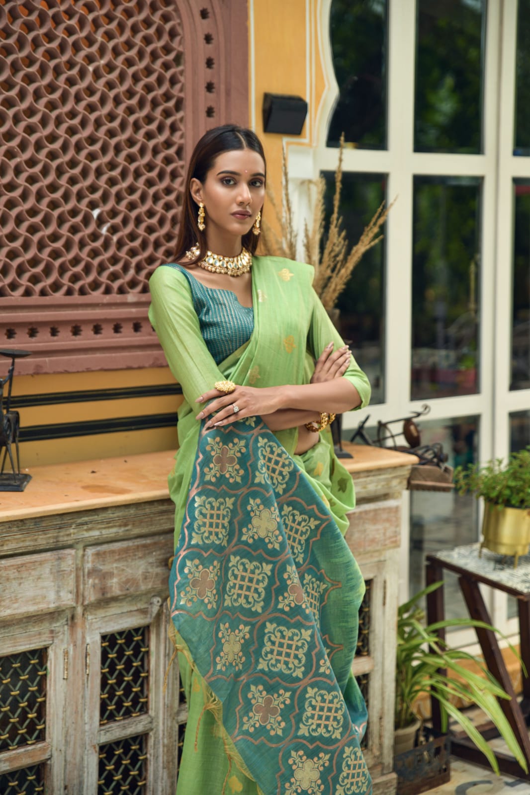 Designer Green Weaving Zari Work Chanderi Silk Saree - Nikunj Fashion Hub -  4299624