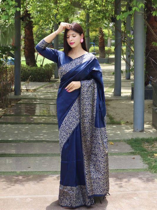 Blue Banglori Silk Saree With Rich Weaving Pallu