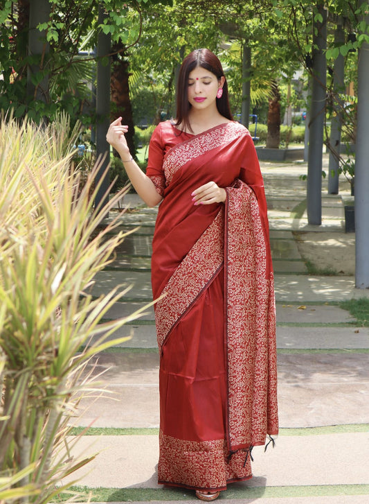 Red Banglori Silk Saree With Rich Weaving Pallu