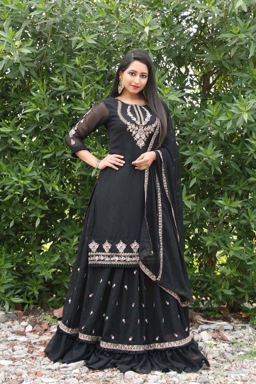 Buy Divine International Trading Co Women's Net With Heavy Embroidery Work  Long Anarkali Lehenga Choli (Unstitched_Mejesty-119-Rama) Online at Best  Prices in India - JioMart.