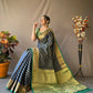 Blue Banarasi Beautiful Patola Sarees With Leheriya Gold Zari Weaves