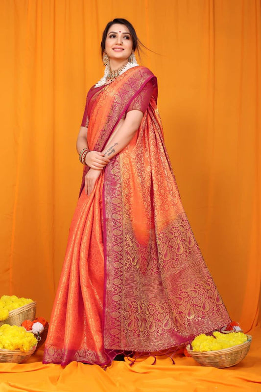 Red Pure Softly Silk Handloom Saree