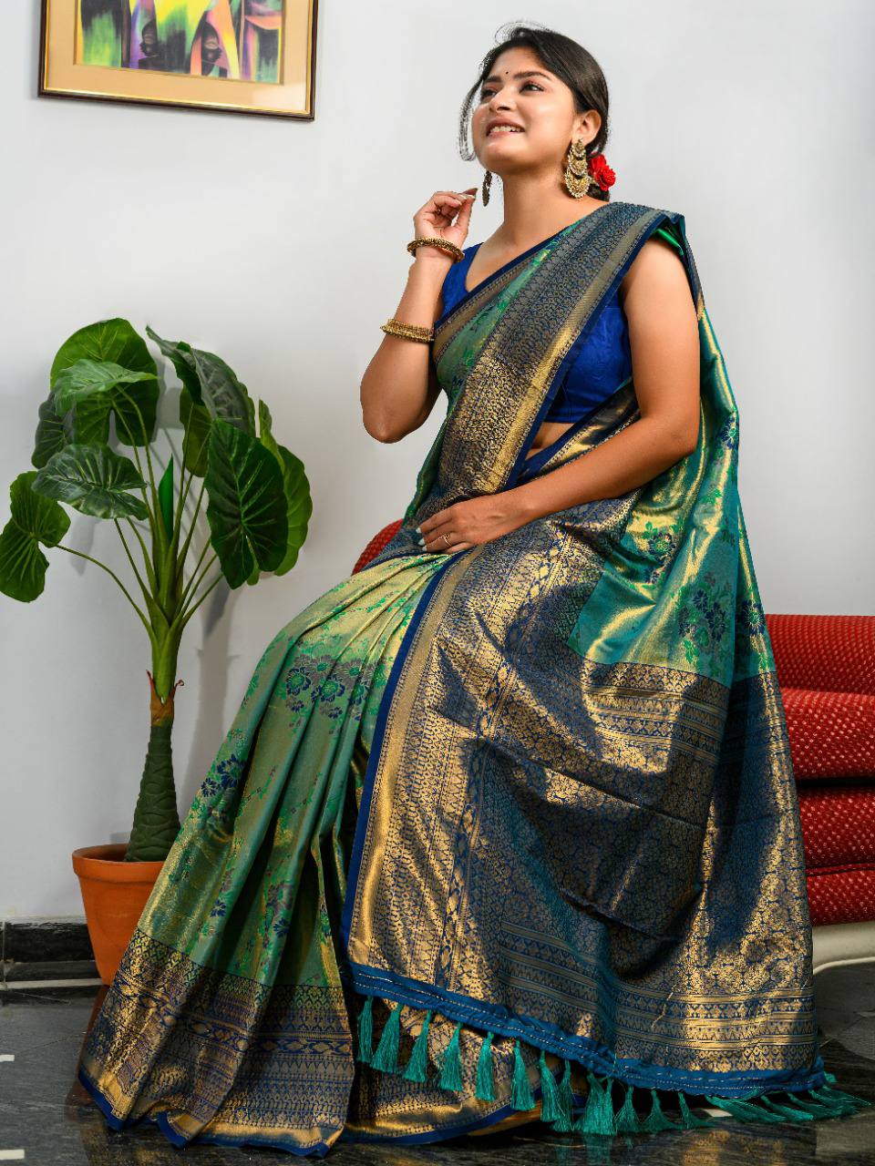 Buy Beige Kanjeevaram Silk Saree Online – Gaatakatha