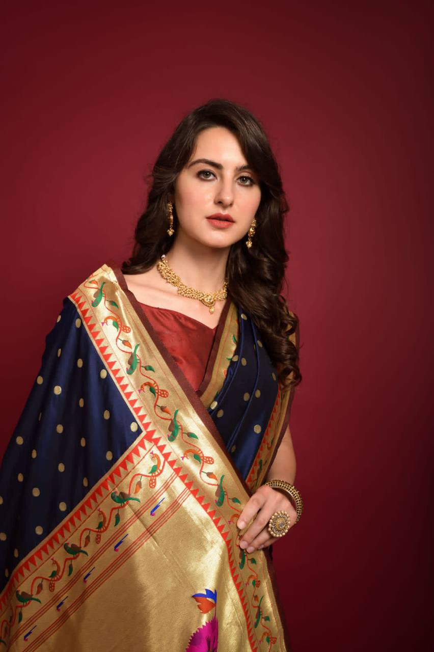 Buy Navy Blue Sarees for Women by LADUSAA Online | Ajio.com