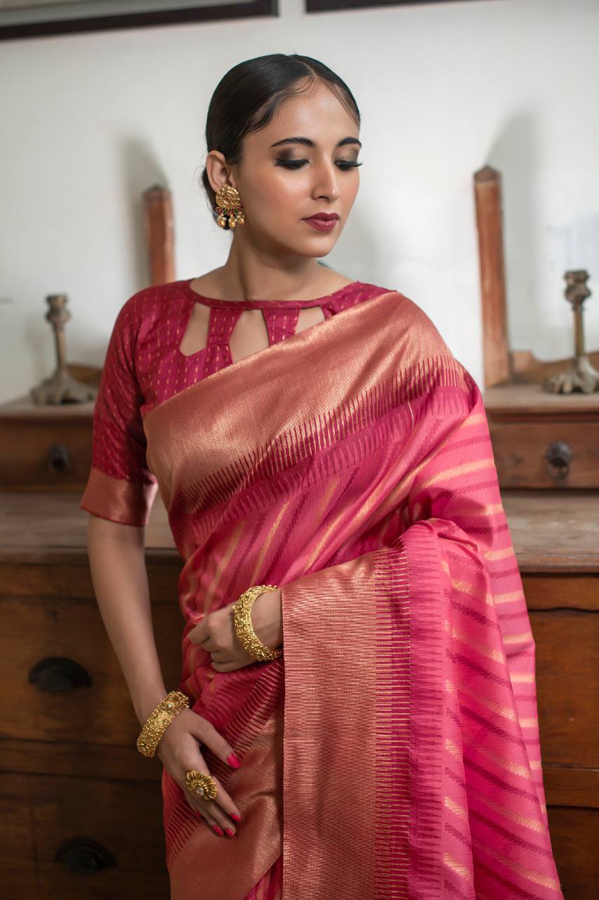 Semi tussar silk saree woven pattern