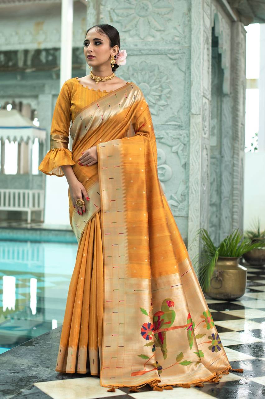 Buy Lemon Yellow Paithani Saree online-Karagiri – Karagiri Global