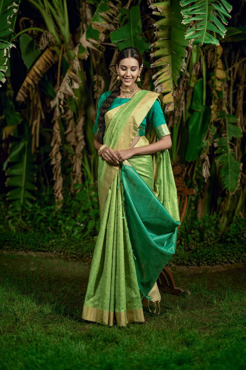 Green Bhagalpuri Silk Saree