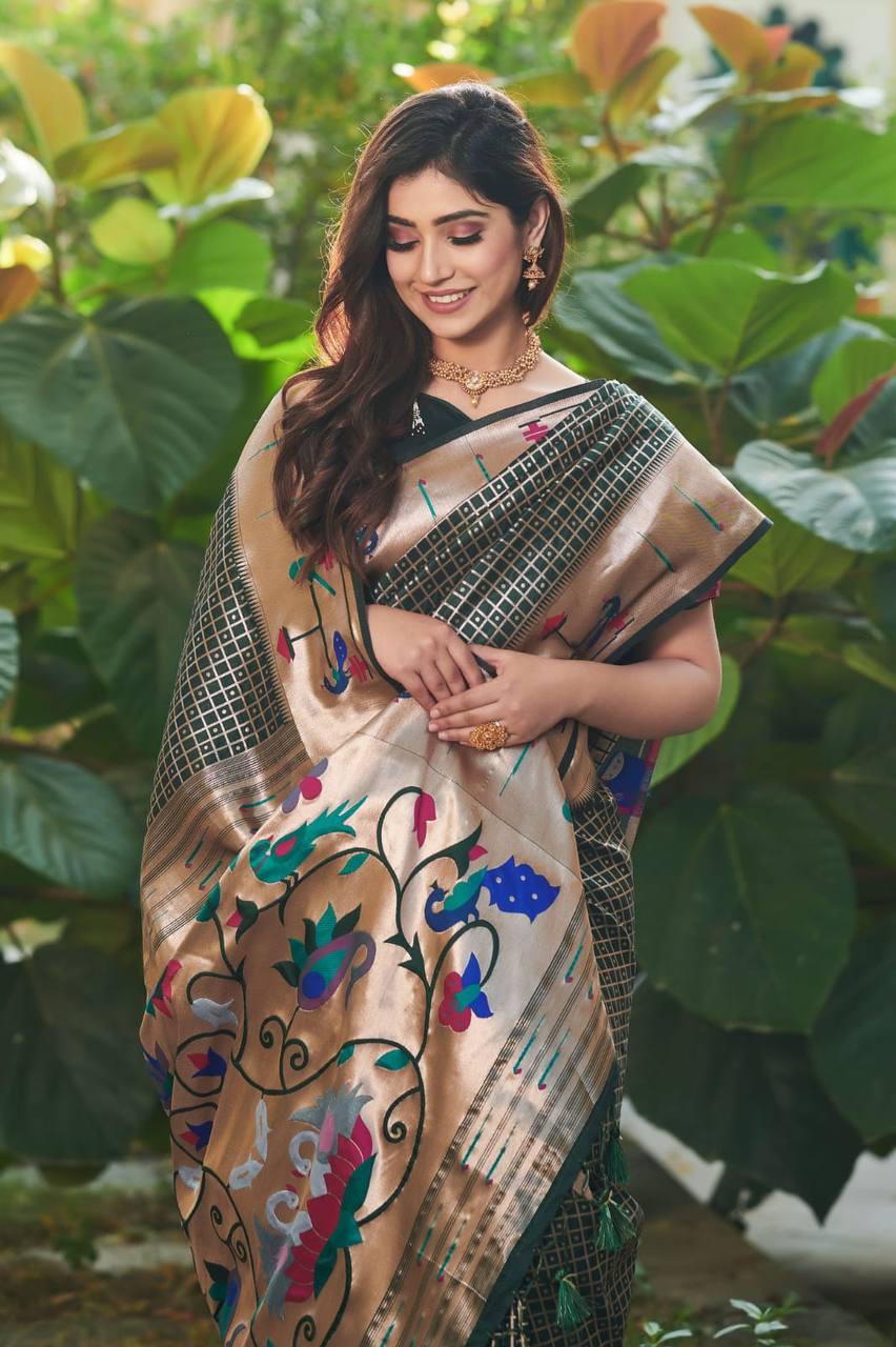 Green Color Fancy Silk & Woven Charming Paithani Saree |Formal Events Wear  | Engagement saree, Saree photoshoot, Simple saree designs